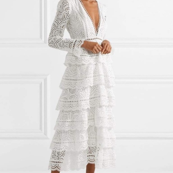 Dresses & Skirts - Boho midi white long layers romantic midi dress